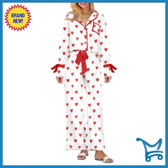 Other - Satin Silk Bow Tie Pajama Set 2-Piece Women's Lounge Sleepwear
